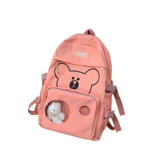 Рюкзак школьный для девочки с медвежонком, оранжевый