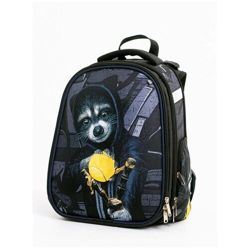 Рюкзак школьный каркасный енот с рогаткой от компании М.Видео - фото 1