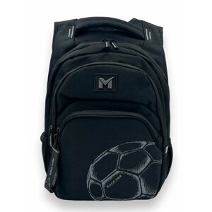 Рюкзак школьный MAKSIMM для мальчика (подростков) черно-серый с анатомической спинкой
