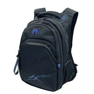 Рюкзак школьный MAKSIMM E086 для мальчика (подростков) черно-синий с анатомической спинкой