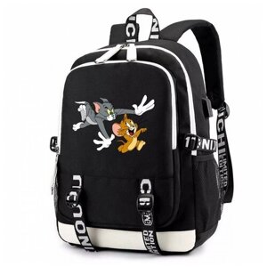 Рюкзак Том и Джерри (Tom and Jerry) черный с USB-портом №4