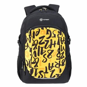 Рюкзак torber CLASS X, черно-желтый с принтом "буквы", полиэстер 900D, 46 x 32 x 18 см torber MR-T9355-22-BLK-YEL