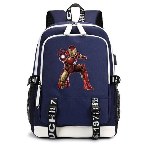Рюкзак Железный человек (Iron man) синий с USB-портом №2 от компании М.Видео - фото 1