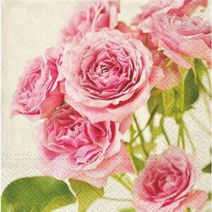 Салфетка трехслойная для декупажа "Розовые розы"SDL090400 PAW Decor Collection 33 x 33 см 4 шт