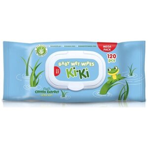 Салфетки влажные детские 0+ Ki-Ki с Aloe Vera & Ultra Soft Cotton extract 120