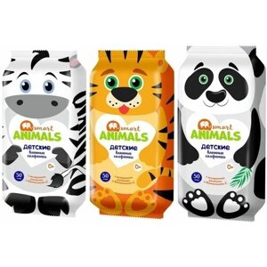 Салфетки влажные Smart Animals детские с ромашкой и витамином E №20