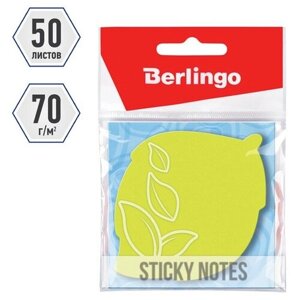 Самоклеящийся блок фигурный Berlingo "Лист", 70*70мм, 50л, зеленый неон, европодвес