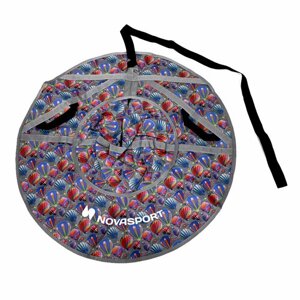 Санки детские надувные ватрушка 90 см NovaSport Тюбинг ткань с рисунком без камеры CH030.090 серые воздушные шары