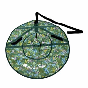 Санки детские надувные ватрушка 90 см NovaSport Тюбинг ткань с рисунком без камеры CH030.090 зелёные листва