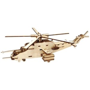 Сборная деревянная модель Чудо-Дерево Авиация Вертолет Ми-35М 125 деталей