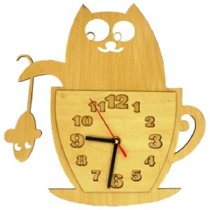 Сборная модель/заготовка для творчества - Часы настенные, Кот и мышь
