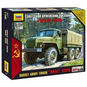 Сборная модель ZVEZDA Советский армейский грузовик "Урал"7417)