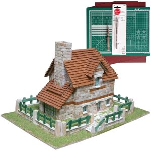 Сельский дом с забором, конструктор из кирпичей Aedes Ars (Испания), подарочный набор для сборки с инструментами