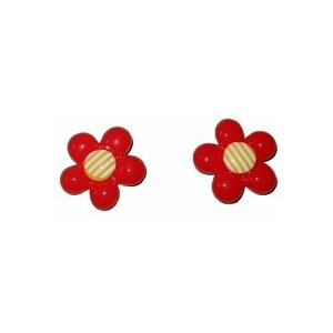 Серединки для канзаши "Цветок " цв. красный, 30 мм - 7 шт.