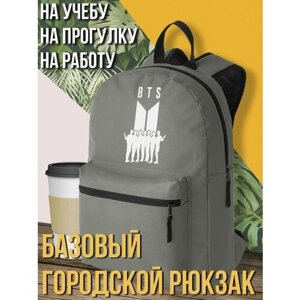 Серый школьный рюкзак с принтом музыка кпоп - 3036