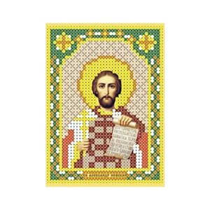 Схема для вышивания бисером (без бисера), именная икона "Святой Благоверный Князь Александр Невский" 8 х 11см