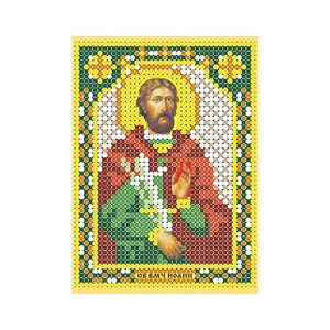 Схема для вышивания бисером (без бисера), именная икона "Святой Великомученик Иоанн Сочаевский" 8 х 11см