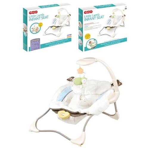 Шезлонг детский белый Little Lamb Infant Seat с вибрацией, до 11 кг, мобиль с игрушкой, музыка от компании М.Видео - фото 1