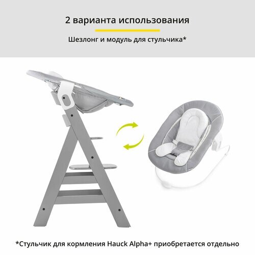Шезлонг для новорожденных Hauck Alpha 2в1 (детская качалка + аксессуар к стульчику для кормления) Stretch Grey от компании М.Видео - фото 1