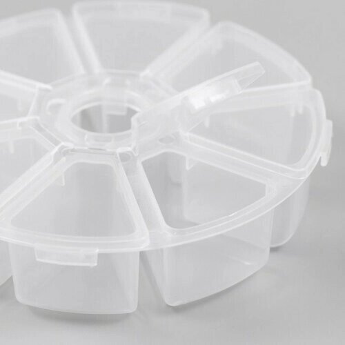 Шкатулка пластик для мелочей "Круглая" 8 отделений 2,5х10,3х10,3 см (комплект из 23 шт) от компании М.Видео - фото 1