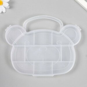 Шкатулка пластик для мелочей Сумочка мишка прозрачная 11 отделений 18,8х15х1,8 см