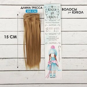 Школа талантов Волосы - тресс для кукол «Прямые» длина волос: 15 см, ширина:100 см, цвет № 22Т