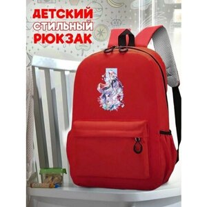 Школьный красный рюкзак с принтом Игра Genshin Impact - 128