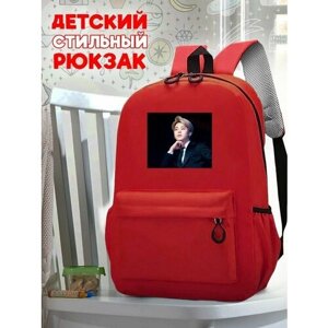 Школьный красный рюкзак с принтом Музыка BTS - 90