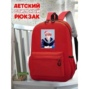 Школьный красный рюкзак с принтом Музыка BTS - 93