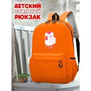 Школьный оранжевый рюкзак с принтом Игра Crossy Road - 207