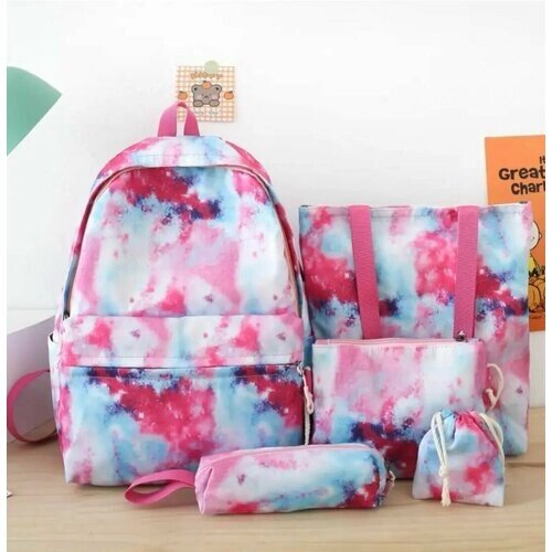 Школьный рюкзак 5 в 1 для девочек и для мальчиков, розово-голубой от компании М.Видео - фото 1