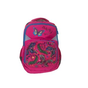 Школьный рюкзак для девочки, фуксия. Три отделения, светоотражающие элементы