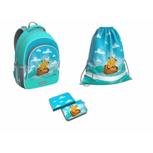 Школьный рюкзак с грудной перемычкой ErichKrause ErgoLine 15L Capybara Travel с наполнением 60097/1