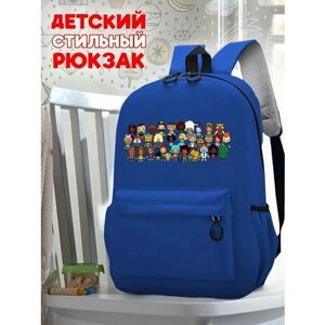 Школьный синий рюкзак с принтом Игры Toca Boca - 145