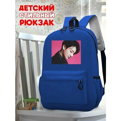 Школьный синий рюкзак с принтом Музыка BTS - 91 от компании М.Видео - фото 1