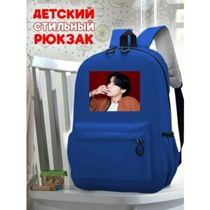 Школьный синий рюкзак с принтом Музыка BTS - 92