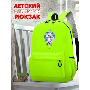 Школьный зеленый рюкзак с принтом Игра Genshin Impact - 118