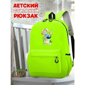 Школьный зеленый рюкзак с принтом Игра Genshin Impact - 119