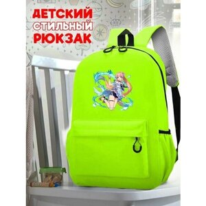 Школьный зеленый рюкзак с принтом Игра Genshin Impact - 124