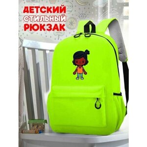 Школьный зеленый рюкзак с принтом Игры Toca Boca - 146