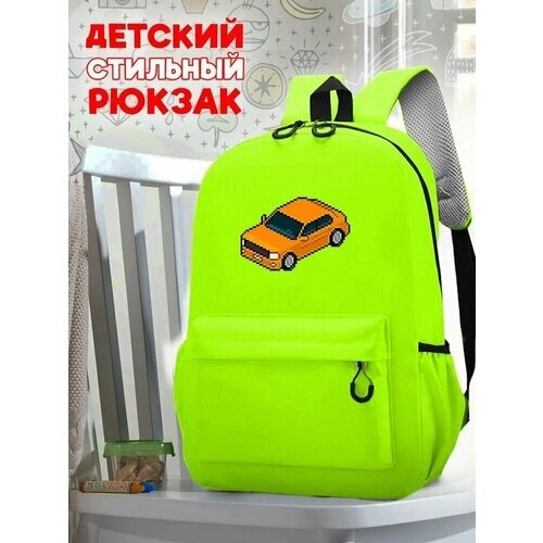 Школьный зеленый рюкзак с принтом Машина - 219 от компании М.Видео - фото 1