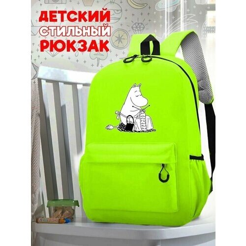 Школьный зеленый рюкзак с принтом moomin - 241 от компании М.Видео - фото 1