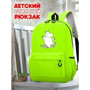 Школьный зеленый рюкзак с принтом moomin - 243