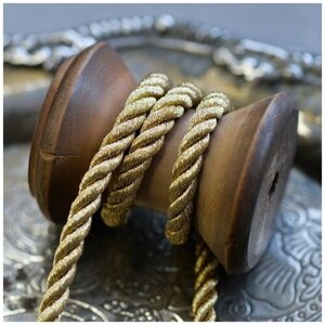 Шнур нейлоновый витой 5 мм 5 метров для шитья / рукоделия / браслетов, цвет бледное золото