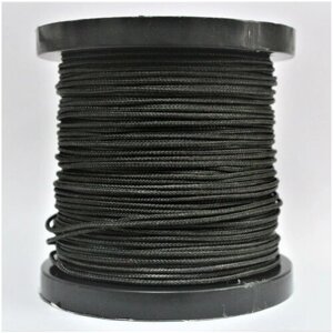 Шнур плетеный, капроновый, высокопрочный Dyneema, черный 2.0 мм, на разрыв 200 кг длина 30 метров.