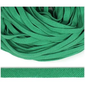 Шнур плоский х/б 10мм классическое плетение цв. 018 св. зеленый уп. 50 м