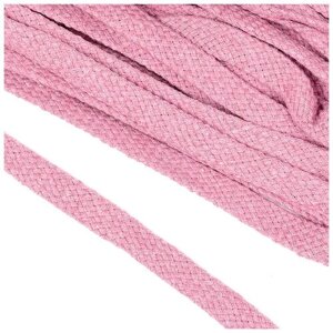 Шнур плоский х/б 10мм турецкое плетение цв. 010 розовый уп. 50 м