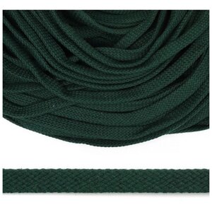 Шнур плоский х/б 12мм турецкое плетение TW цв. 019 т. зеленый уп. 50м