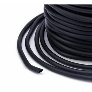 Шнур резиновый каучуковый с отверстием, намотка 3 метра, d 4 мм, черный, для рукоделия, создания бижутерии