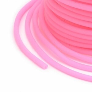 Шнур резиновый каучуковый с отверстием, намотка 5 метров, d 3 мм, розовый, для рукоделия, создания бижутерии